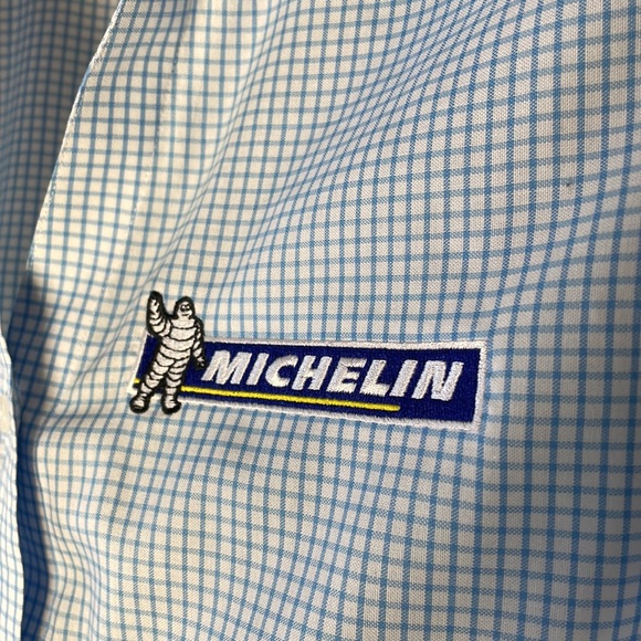 Ladies Michelin branded blouse. Blue check. Size large. - Picture 3 of 8